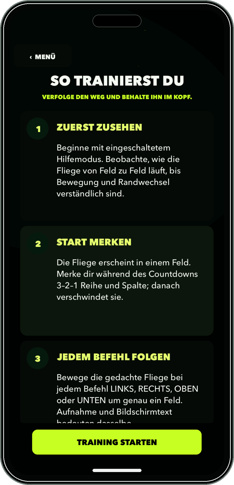 Deutscher Anleitungsbildschirm von Flucking Fly