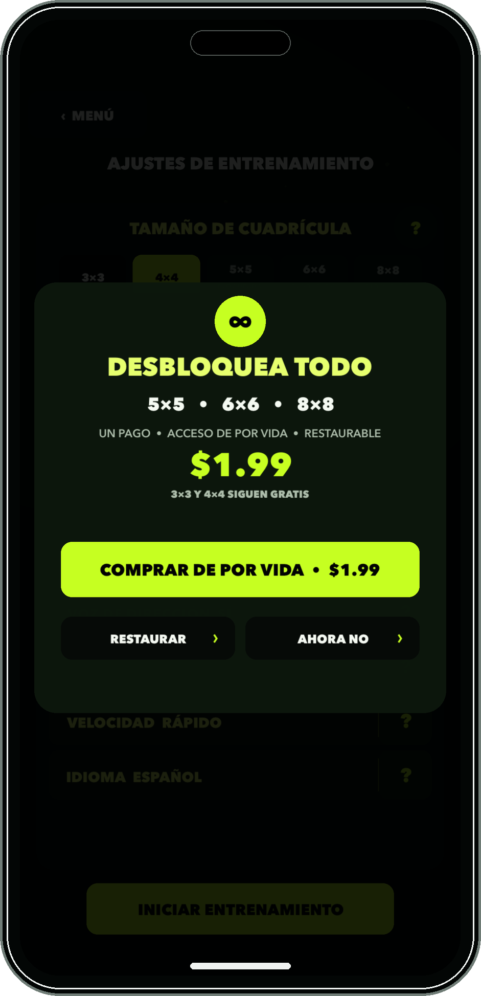 Pantalla de desbloqueo de cuadrículas de Flucking Fly en español