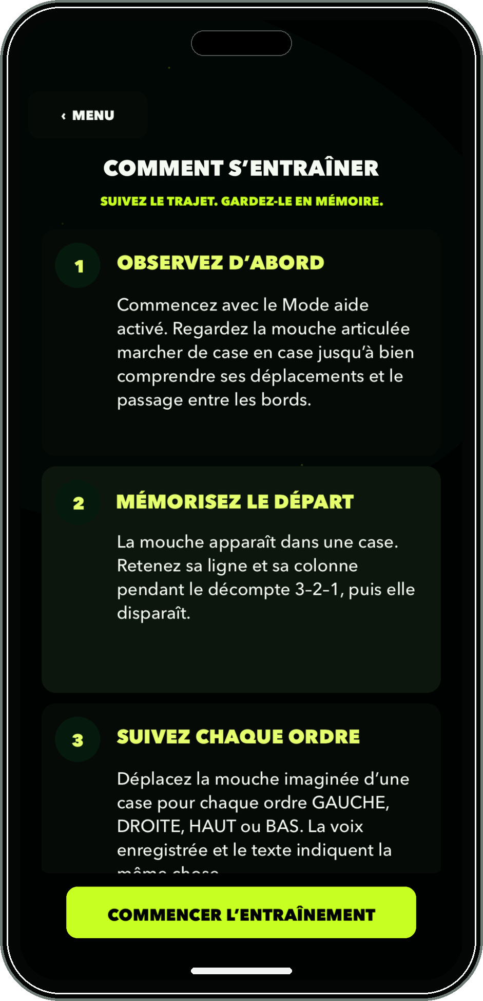 Écran d’instructions français de Flucking Fly